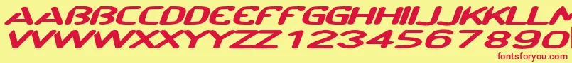 CftechnoramaSlanted Font – Red Fonts on Yellow Background