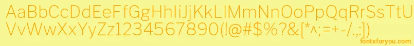 フォントLibrefranklinThin – オレンジの文字が黄色の背景にあります。