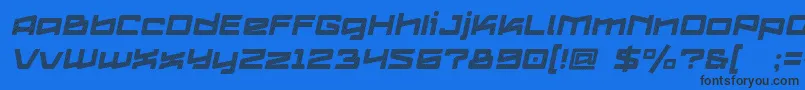Logofontik4fStripesItalic-Schriftart – Schwarze Schriften auf blauem Hintergrund