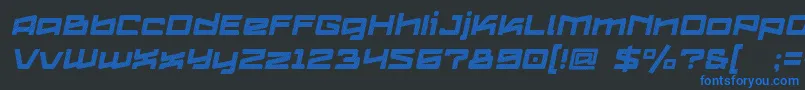 Logofontik4fStripesItalic-Schriftart – Blaue Schriften auf schwarzem Hintergrund