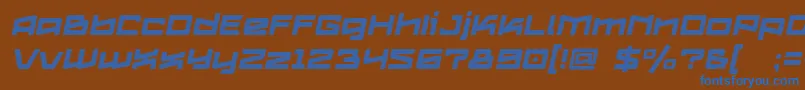 Logofontik4fStripesItalic-Schriftart – Blaue Schriften auf braunem Hintergrund