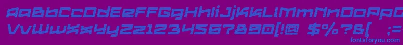 フォントLogofontik4fStripesItalic – 紫色の背景に青い文字