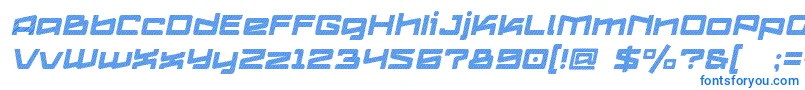 フォントLogofontik4fStripesItalic – 白い背景に青い文字