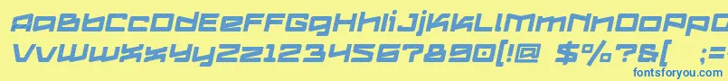 Шрифт Logofontik4fStripesItalic – синие шрифты на жёлтом фоне