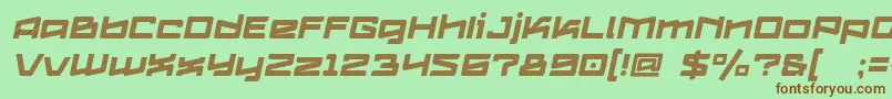 Шрифт Logofontik4fStripesItalic – коричневые шрифты на зелёном фоне