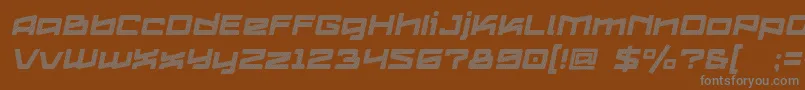 Logofontik4fStripesItalic-fontti – harmaat kirjasimet ruskealla taustalla