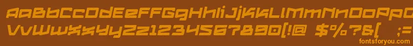 Czcionka Logofontik4fStripesItalic – pomarańczowe czcionki na brązowym tle