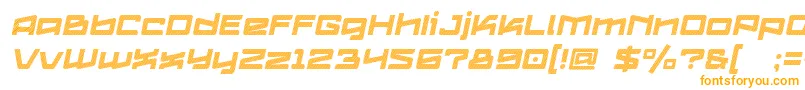 Logofontik4fStripesItalic-Schriftart – Orangefarbene Schriften auf weißem Hintergrund