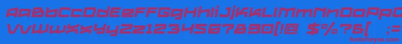 フォントLogofontik4fStripesItalic – 赤い文字の青い背景