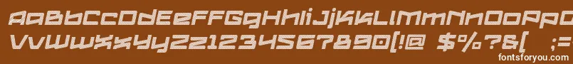 Logofontik4fStripesItalic-fontti – valkoiset fontit ruskealla taustalla
