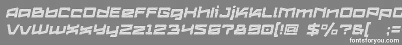 Logofontik4fStripesItalic-fontti – valkoiset fontit harmaalla taustalla