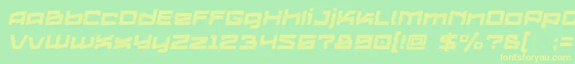 フォントLogofontik4fStripesItalic – 黄色の文字が緑の背景にあります