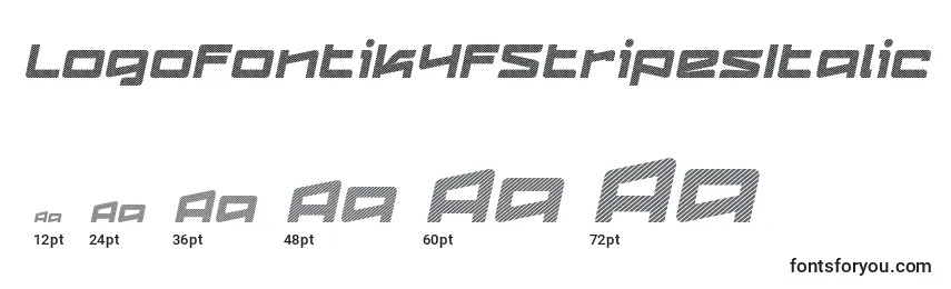 Tamanhos de fonte Logofontik4fStripesItalic (72282)