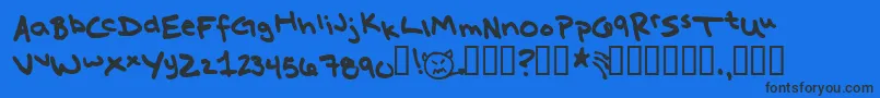 MissKatie Font – Black Fonts on Blue Background