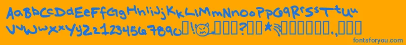 MissKatie Font – Blue Fonts on Orange Background