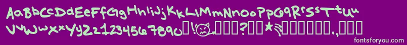 MissKatie Font – Green Fonts on Purple Background