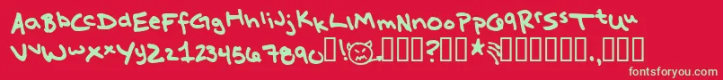 MissKatie Font – Green Fonts on Red Background