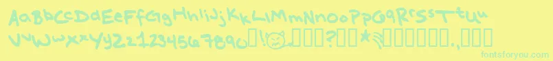 MissKatie-fontti – vihreät fontit keltaisella taustalla