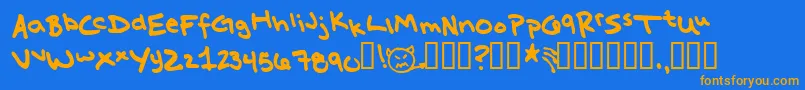 MissKatie Font – Orange Fonts on Blue Background