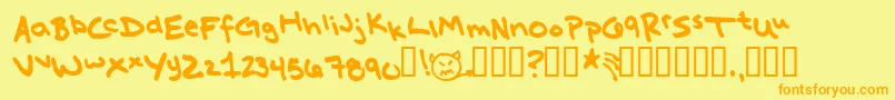 Czcionka MissKatie – pomarańczowe czcionki na żółtym tle