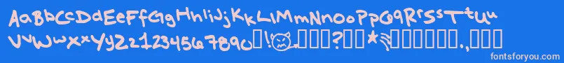 MissKatie Font – Pink Fonts on Blue Background