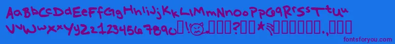 MissKatie Font – Purple Fonts on Blue Background