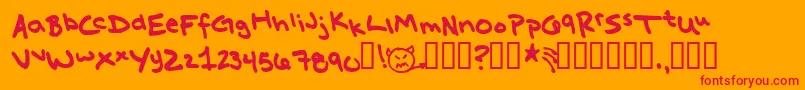 フォントMissKatie – オレンジの背景に赤い文字