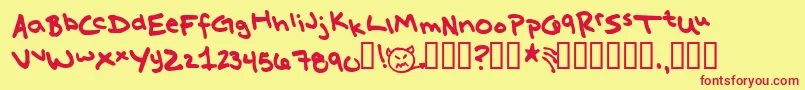 MissKatie Font – Red Fonts on Yellow Background