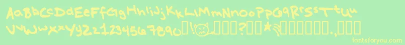 MissKatie Font – Yellow Fonts on Green Background