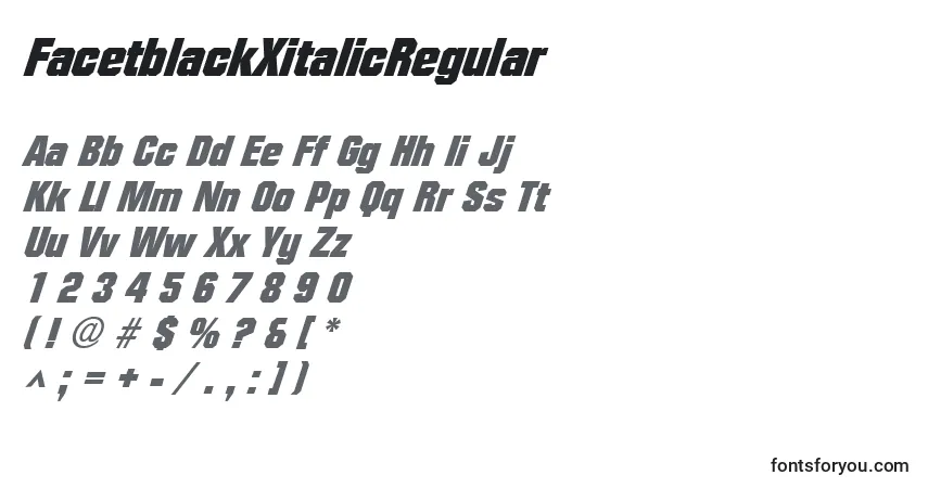 Шрифт FacetblackXitalicRegular – алфавит, цифры, специальные символы