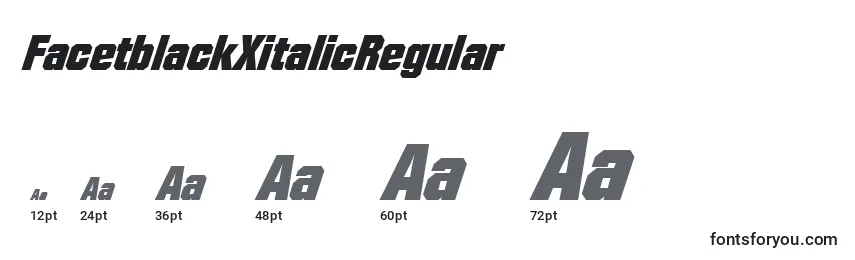 Размеры шрифта FacetblackXitalicRegular
