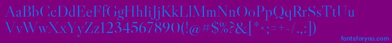 LibrecaslondisplayRegular-Schriftart – Blaue Schriften auf violettem Hintergrund