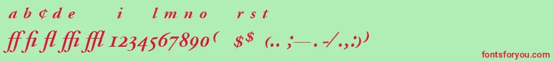 AdobeGaramondSemiboldItalicExpert Font – Red Fonts on Green Background