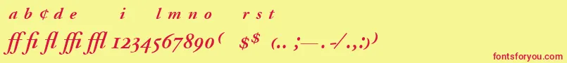AdobeGaramondSemiboldItalicExpert Font – Red Fonts on Yellow Background