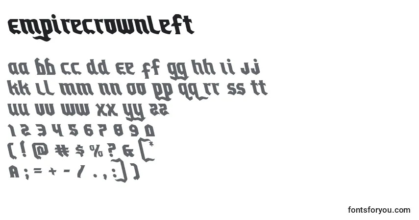 Empirecrownleft-fontti – aakkoset, numerot, erikoismerkit