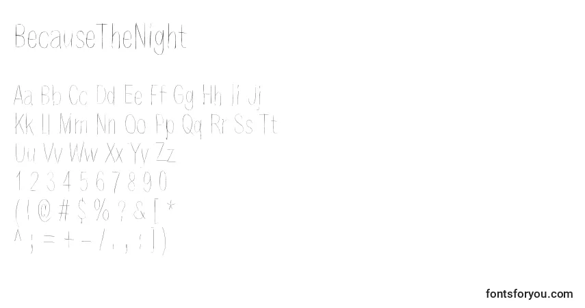 BecauseTheNight Font – alphabet, numbers, special characters