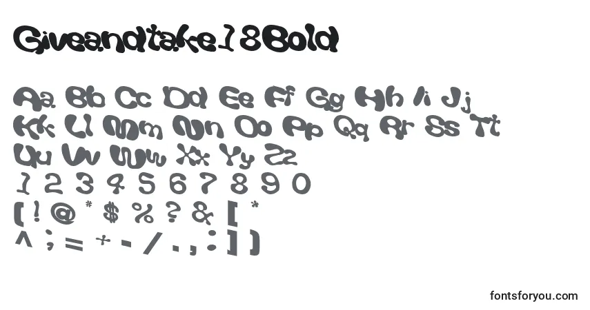 Шрифт Giveandtake18Bold – алфавит, цифры, специальные символы