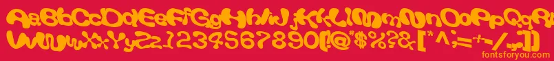 Giveandtake18Bold-Schriftart – Orangefarbene Schriften auf rotem Hintergrund