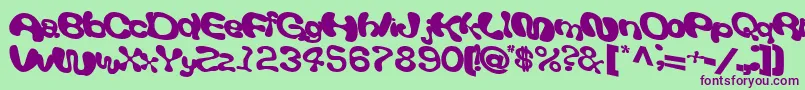フォントGiveandtake18Bold – 緑の背景に紫のフォント