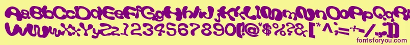 Czcionka Giveandtake18Bold – fioletowe czcionki na żółtym tle