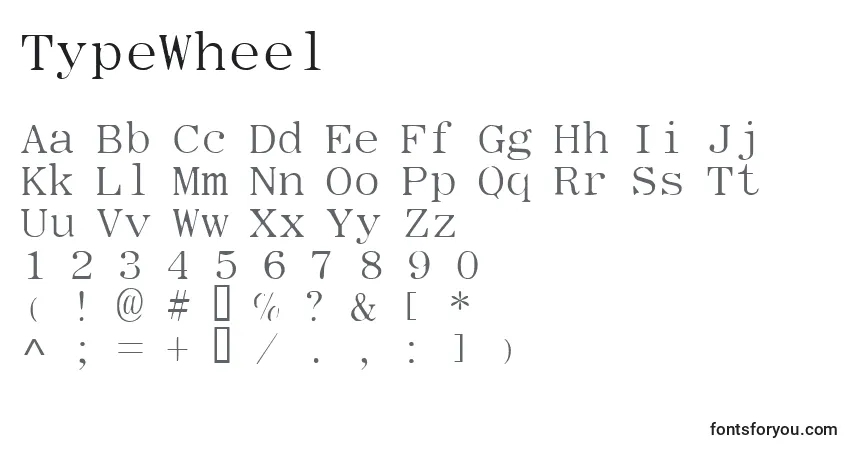 A fonte TypeWheel – alfabeto, números, caracteres especiais