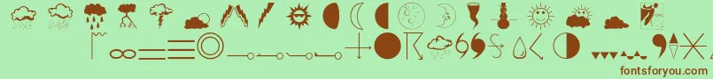 Fonte Weathero – fontes marrons em um fundo verde