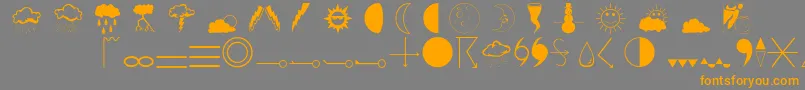 フォントWeathero – オレンジの文字は灰色の背景にあります。