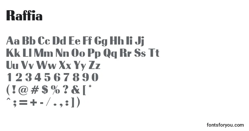 A fonte Raffia – alfabeto, números, caracteres especiais
