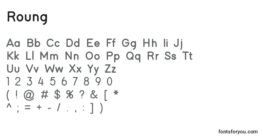 Schriftart Roung – Alphabet, Zahlen, spezielle Symbole