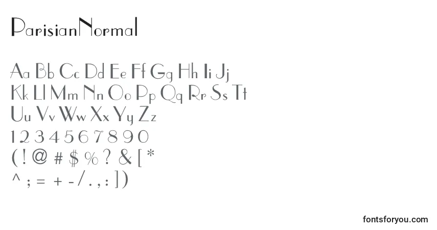 A fonte ParisianNormal – alfabeto, números, caracteres especiais