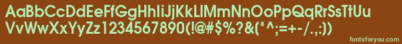 フォントAgavalancheBold90n – 緑色の文字が茶色の背景にあります。