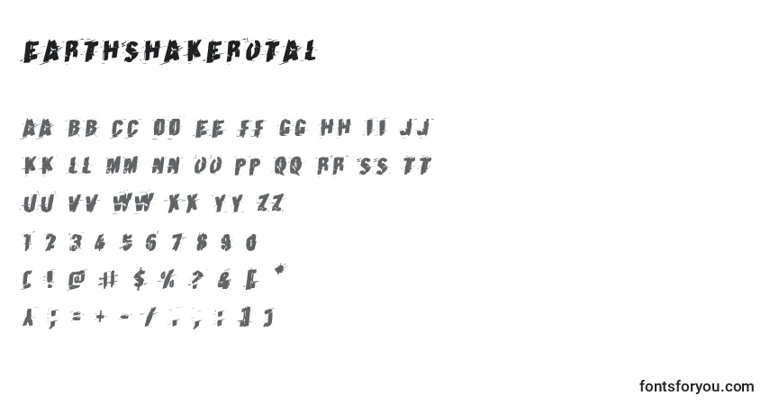 A fonte Earthshakerotal – alfabeto, números, caracteres especiais