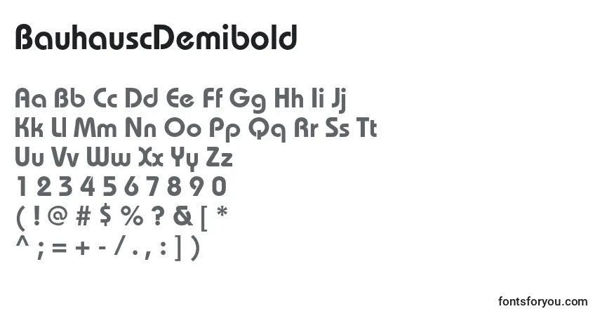 Czcionka BauhauscDemibold – alfabet, cyfry, specjalne znaki