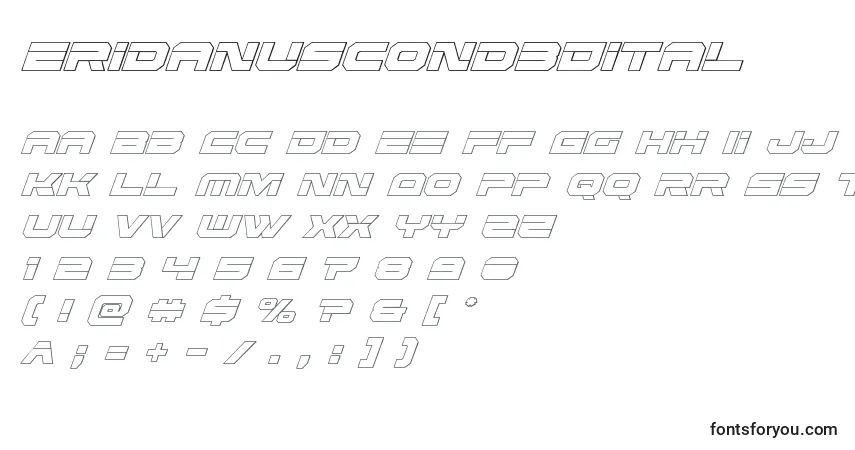 Eridanuscond3Ditalフォント–アルファベット、数字、特殊文字